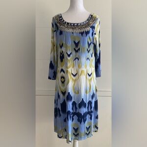Joyous & Free Blue and Yellow Patterned Dress